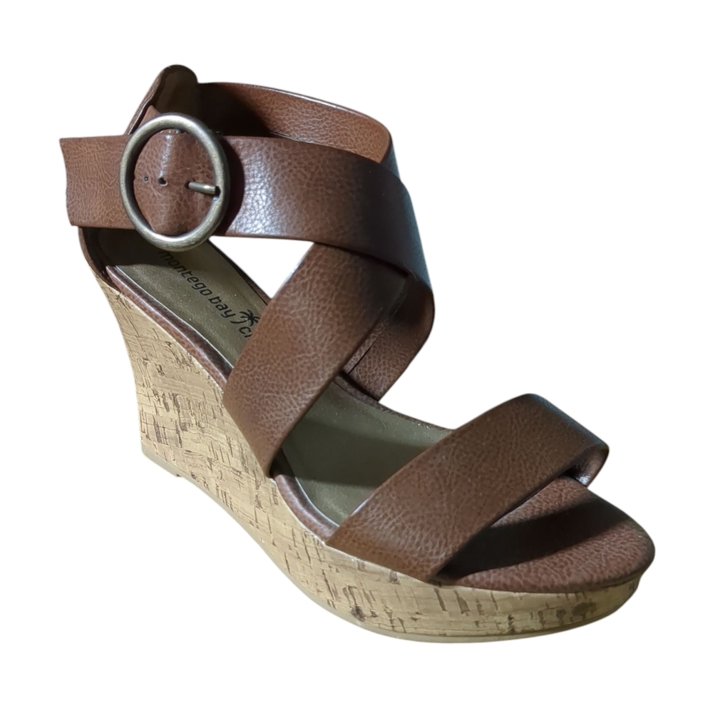 Montego Bay Club Brown Wedge Shoes with Cork Soles